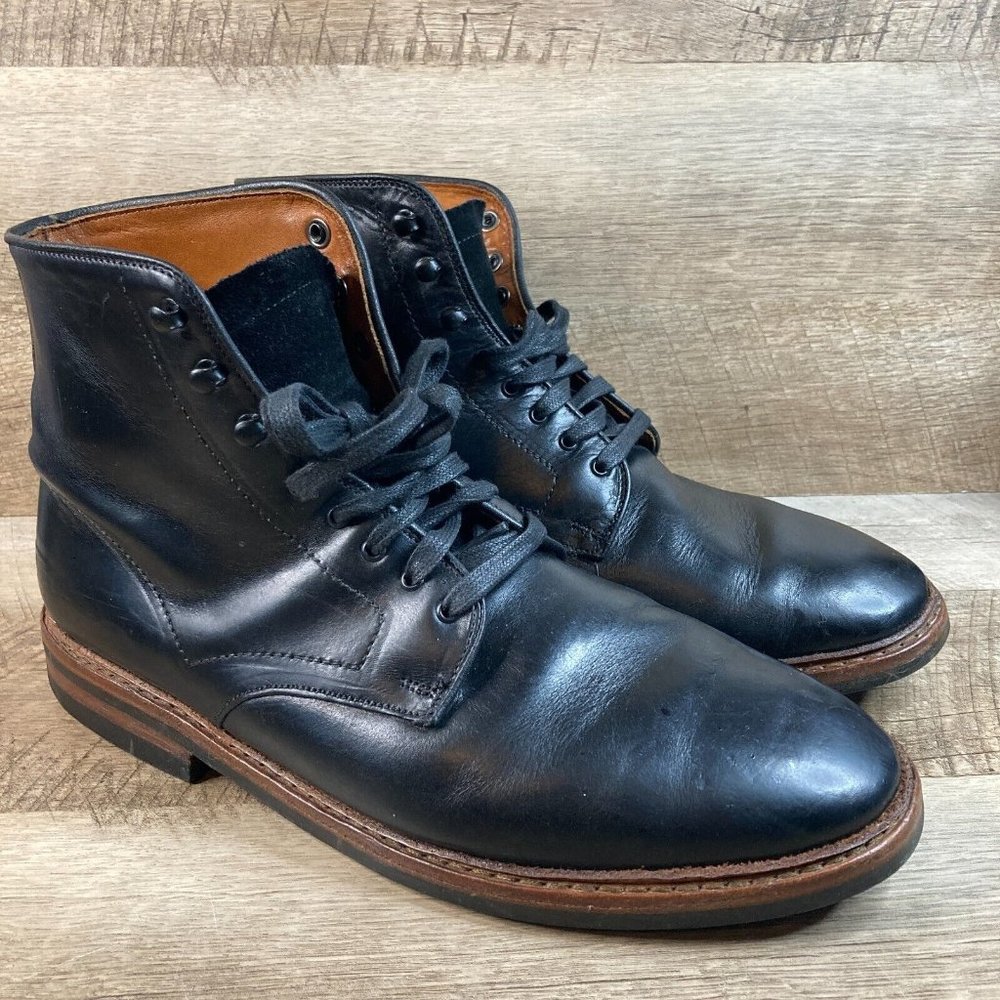 ALLEN EDMONDS HIGGINS MILL DAINITE Black Leather 7561 Chukka Boots Mens Sz 10.5